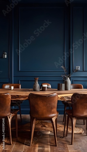 decorated dinning room
luxury dinning room with blue walls

