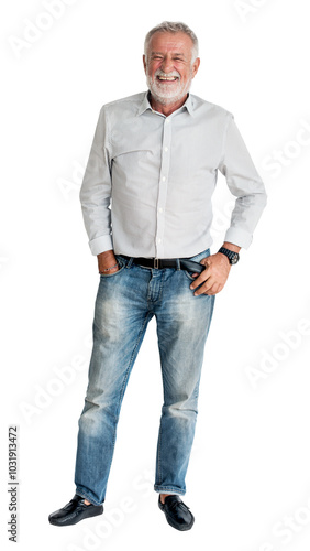 Принти на полотні Senior man png clipart, full length portrait, transparent background