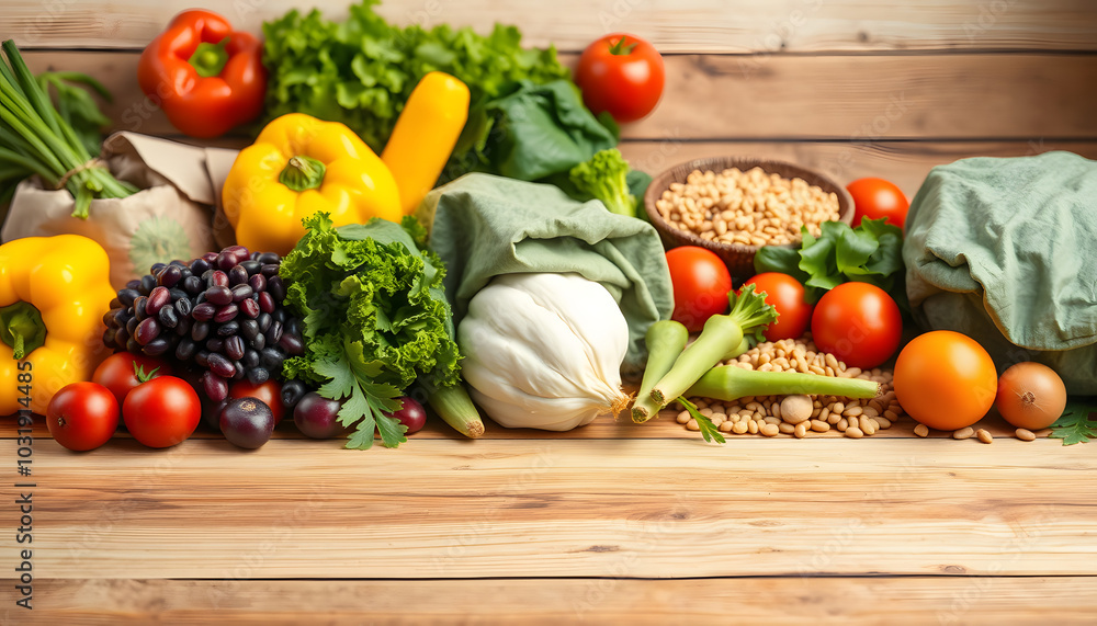 Healthy food background. Fresh vegetables, fruits, beans and lentils on wooden table. Vegetarian and vegan food. Healthy eating concept. Long format isolated with white highlights, png Healthy food background. Fresh vegetables, fruits, beans and lentils on wooden table. Vegetarian and vegan food. Healthy eating concept. Long format isolated with white highlights, png