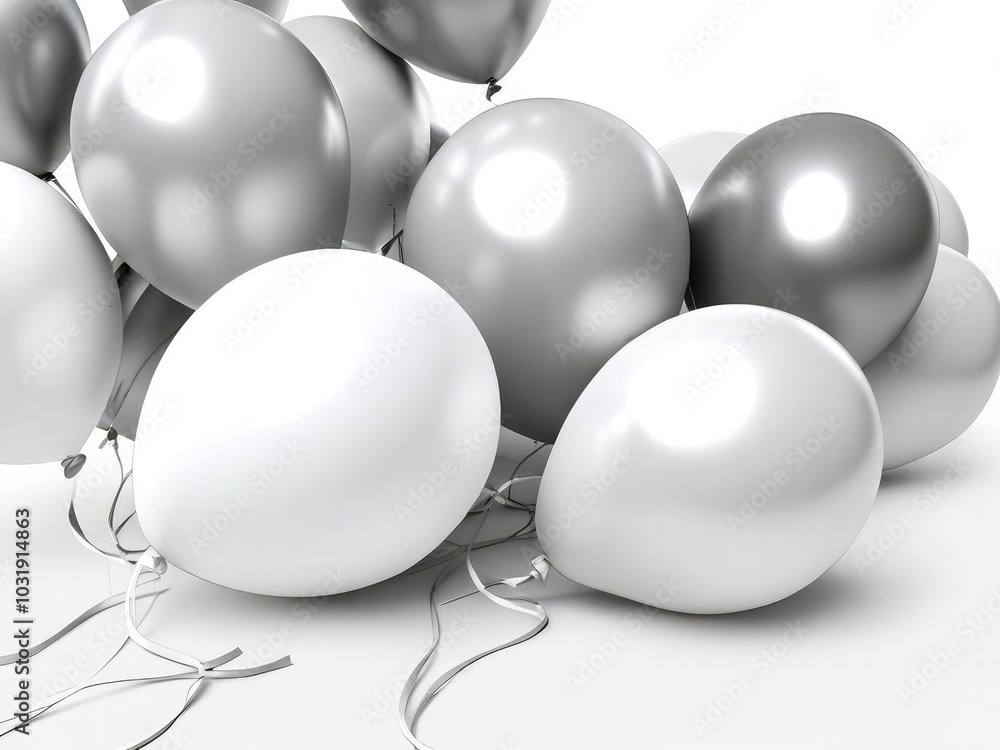 Green and White colored balloons isolated on white or transparent png Green and White colored balloons isolated on white or transparent png