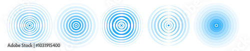 Radar icon collection blue color isolated on white background. Signal concentric circles icons. Sonar sound wave vector 10 eps