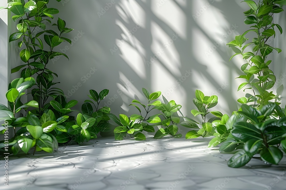 Lush Indoor Greenery in Sunlit Room for Relaxation and Interior Design Inspiration Lush Indoor Greenery in Sunlit Room for Relaxation and Interior Design Inspiration