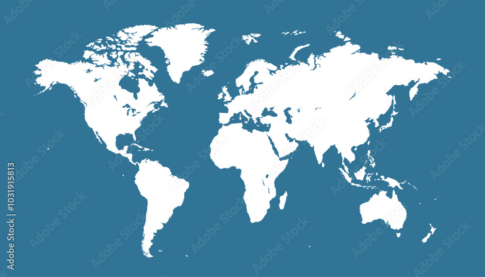 Fototapeta premium World map. Blue modern vector map. Silhouette map.