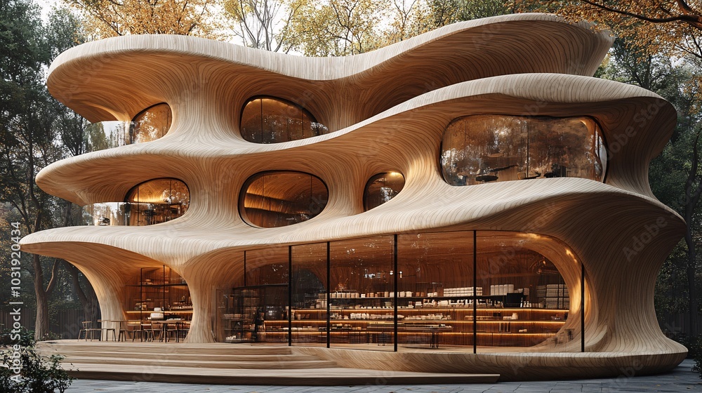 Obraz premium Organic Architecture of a Unique Coffee Shop Design