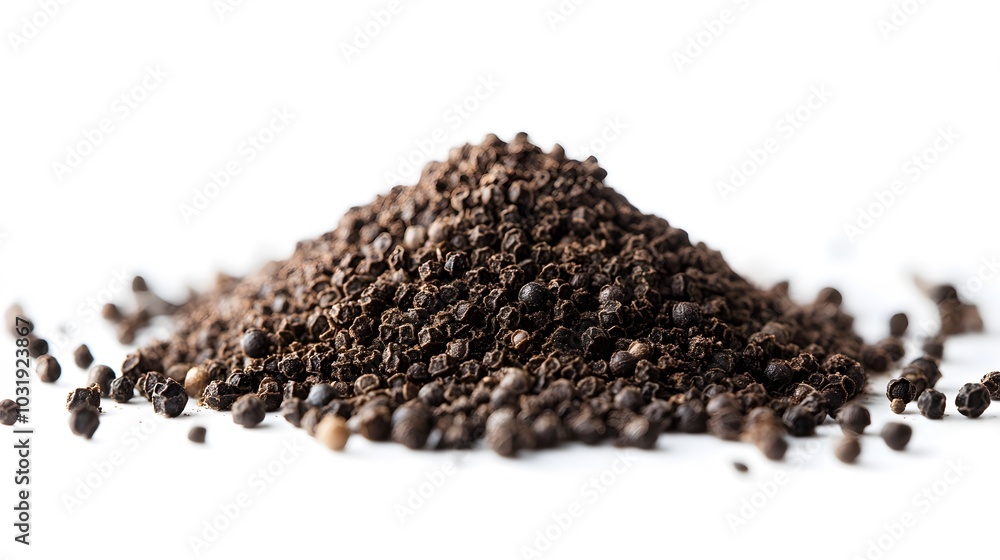 Ground black pepper isolated on a white background. Ground black pepper isolated on a white background.