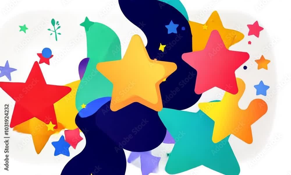 Abstract colorful background with stars and swirls. Abstract colorful background with stars and swirls.