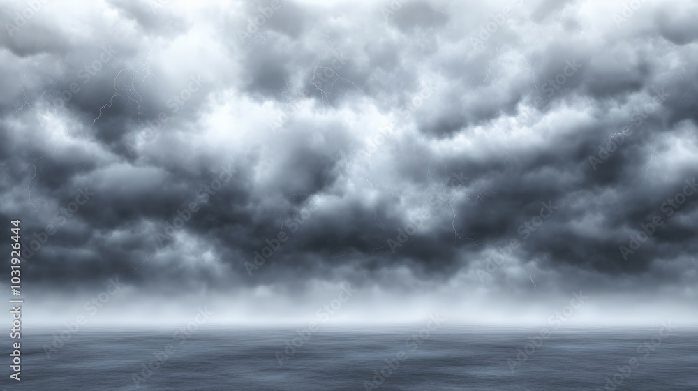 Obraz premium Ominous Seascape: Stormy Clouds Gather Over the Vast Ocean
