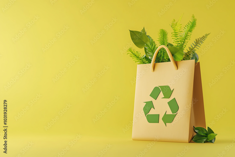 Circular economy retail store, ecofriendly product lifecycle, green sustainable business, 3D illustration