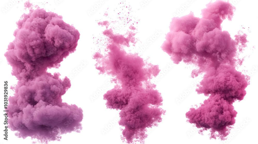 Collection of Pink Clouds Isolated on a Transparent Background Generative AI Collection of Pink Clouds Isolated on a Transparent Background Generative AI