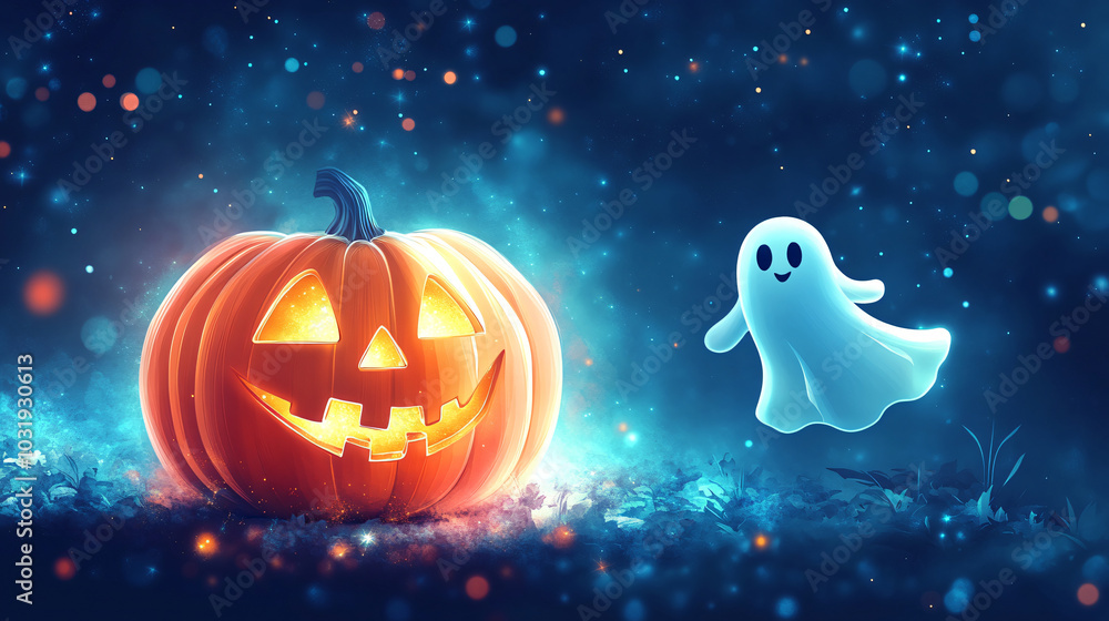 A ghostly pumpkin icon with a friendly ghost floating beside it, making Halloween less scary. A ghostly pumpkin icon with a friendly ghost floating beside it, making Halloween less scary.