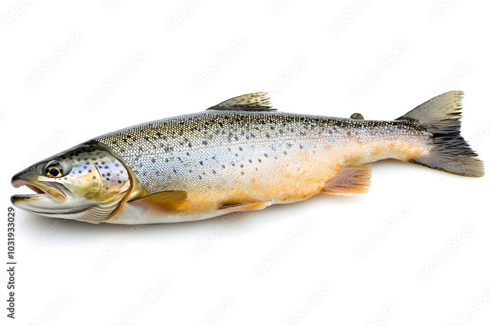 Fresh trout on white background