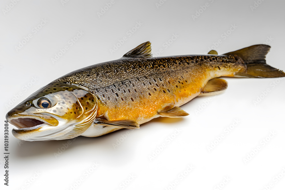 Fototapeta premium Fresh trout on white background