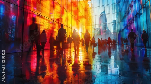 Wallpaper Mural Business Networking, vibrant colors, professional setting, dynamic scenes, inviting Torontodigital.ca