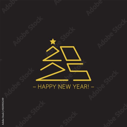 Happy New Year 2025 greeting card