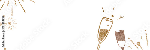 Sparkling champagne festive frame png transparent background