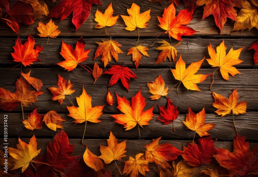 vibrant autumn leaves spread across textured wooden surface capturing essence fall rich color palette, foliage, orange, yellow, green, nature, beauty vibrant autumn leaves spread across textured wooden surface capturing essence fall rich color palette, foliage, orange, yellow, green, nature, beauty