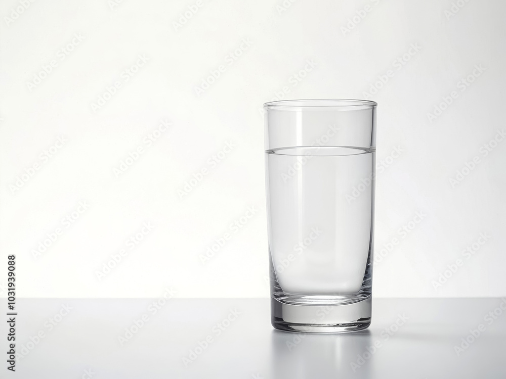 Studio photo of glass cup with clean water on white background. Copy space Studio photo of glass cup with clean water on white background. Copy space