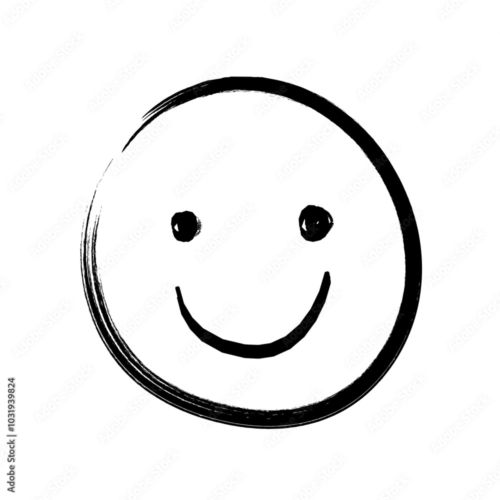 Fototapeta premium Black smiling face png brush stroke texture, transparent background