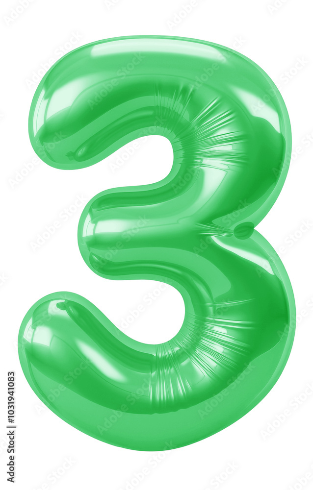 Number 3 png green 3D balloon, transparent background Number 3 png green 3D balloon, transparent background