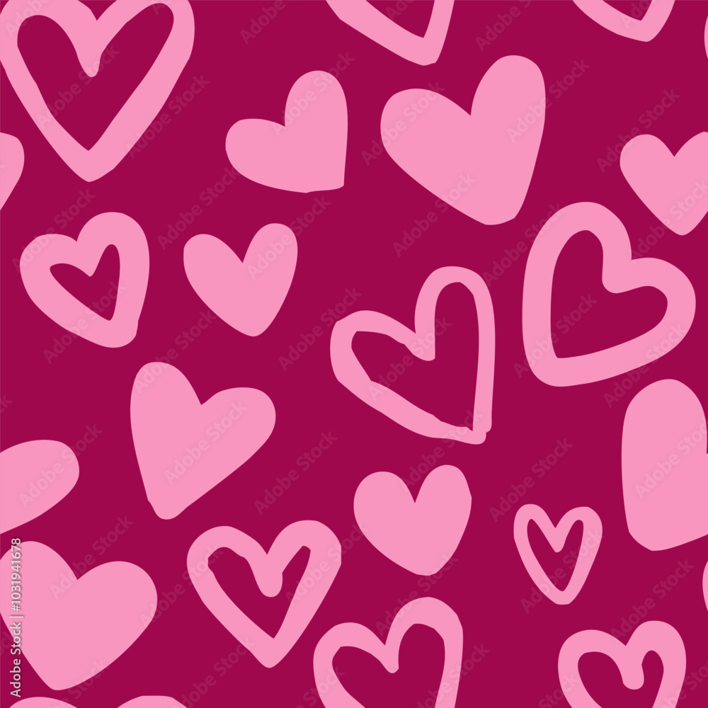 Seamless pattern with abstract pink heart silhouette and shapes. Cute background for Valentine's Day or wedding design. Vector stock illustration. Seamless pattern with abstract pink heart silhouette and shapes. Cute background for Valentine's Day or wedding design. Vector stock illustration.