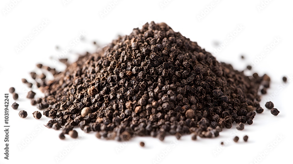 Ground black pepper isolated on a white background. Ground black pepper isolated on a white background.