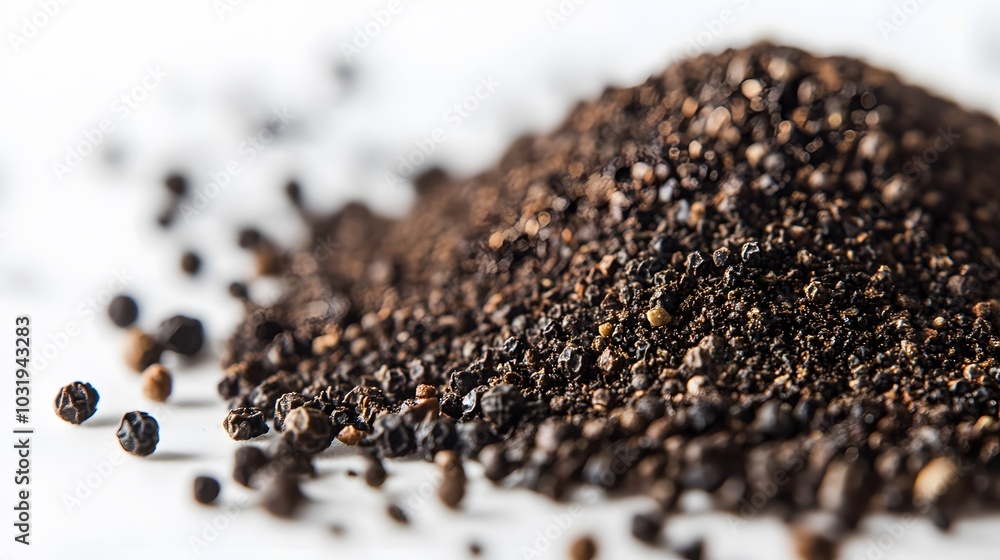 Ground black pepper isolated on a white background. Ground black pepper isolated on a white background.