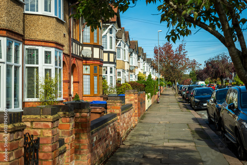 Canvas Print Traditional brick terraced houses in London. England