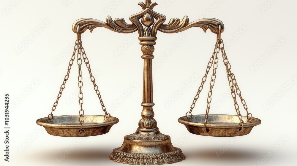 This balance scale, featuring an intricate design and polished surface, represents the concept of justice and equality. It stands elegantly against a soft background. This balance scale, featuring an intricate design and polished surface, represents the concept of justice and equality. It stands elegantly against a soft background.