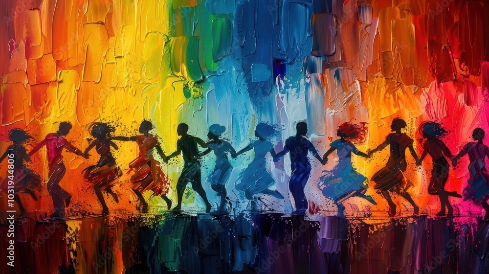 Obraz premium Festive Celebration, vibrant colors, joyful scenes, dynamic action, inviting