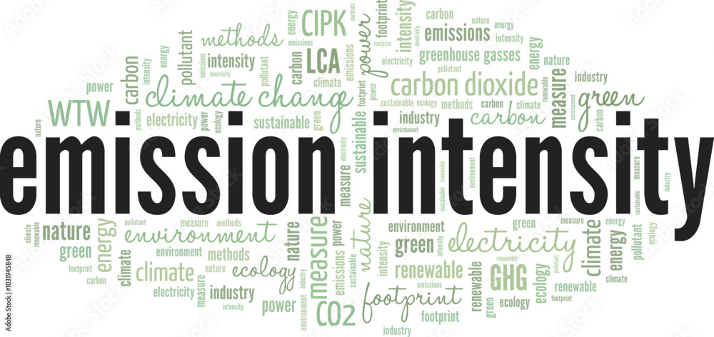 Fototapeta premium Emission Intensity word cloud conceptual design isolated on white background.