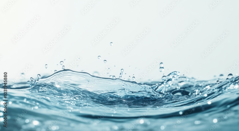 A splash of water in the air with a few drops falling into the water. The water is clear and calm A splash of water in the air with a few drops falling into the water. The water is clear and calm
