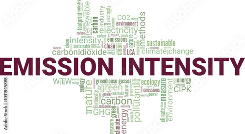 Emission Intensity word cloud conceptual design isolated on white background. photo