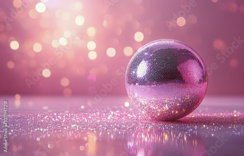 A shimmering disco ball reflecting colorful lights at a vibrant dance party i...