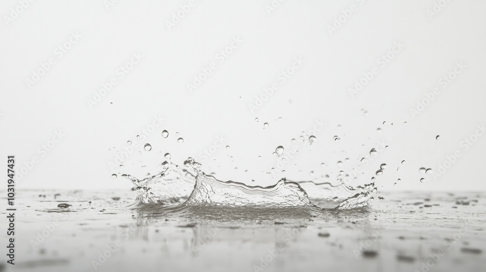 Small rain splashes on a flat white surface, showcasing the movement and interaction of raindrops in a clean, minimal setting. Small rain splashes on a flat white surface, showcasing the movement and interaction of raindrops in a clean, minimal setting.