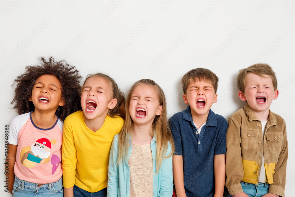 A group of children are laughing and smiling A group of children are laughing and smiling