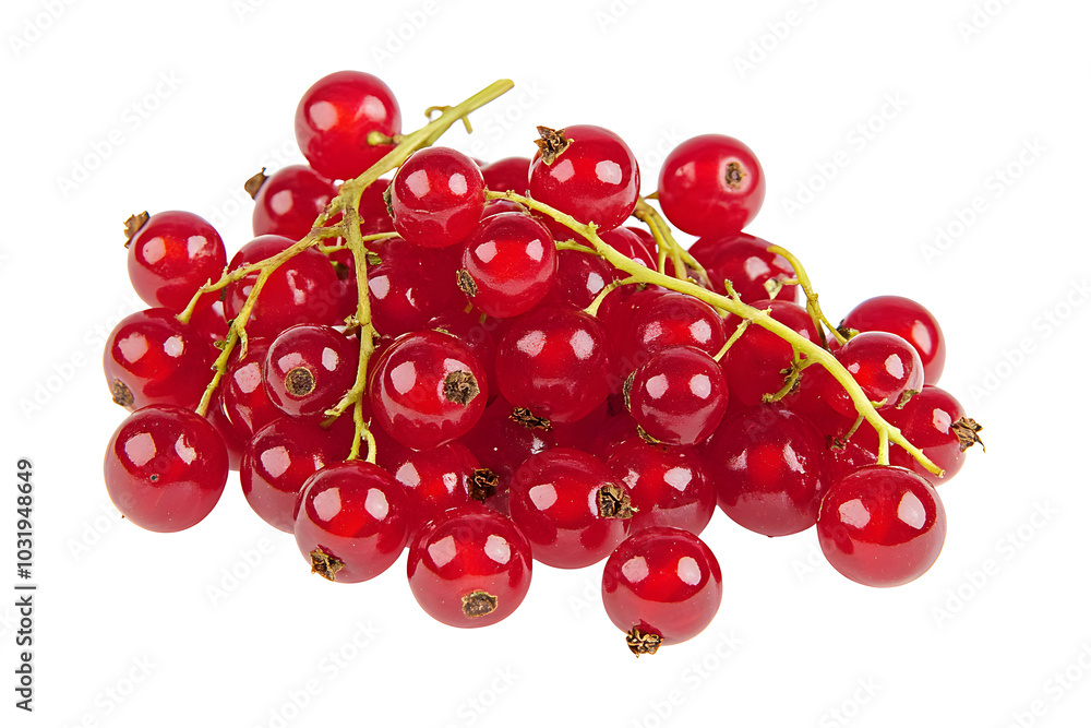 Fresh Red currant berries with leaf on White Background Fresh Red currant berries with leaf on White Background