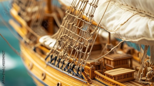 This wooden model of a barque ship is a perfect gift for any nautical enthusiast. It is meticulously crafted and features intricate details that capture the beauty of this classic sailing vessel