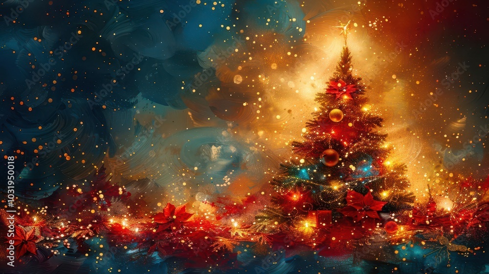 Naklejka premium Holiday Celebration, vibrant colors, festive scenes, dynamic action, inviting