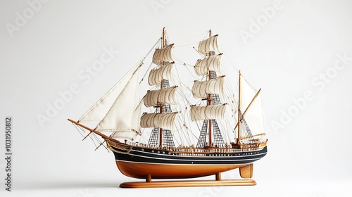 This wooden model of a barque ship is a perfect gift for any nautical enthusiast. It is meticulously crafted and features intricate details that capture the beauty of this classic sailing vessel