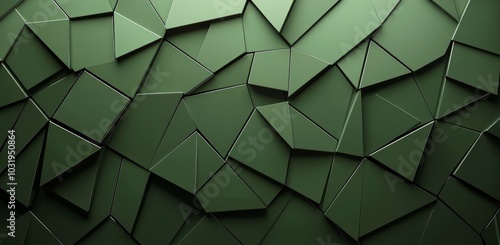 Geometric green pattern with varying triangular shapes on a textured surface
