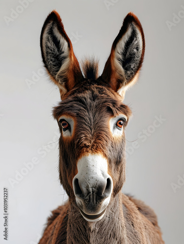 Donkey face, on a white background