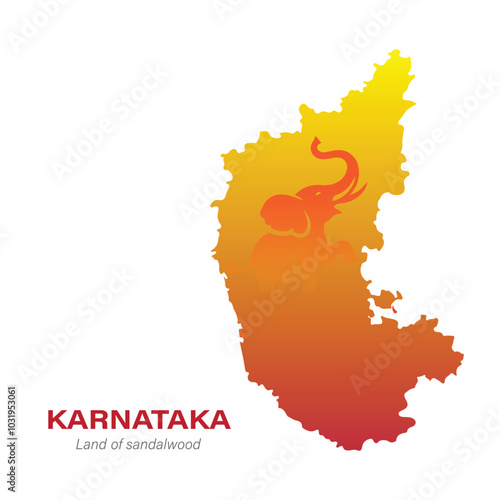 Karnataka, the land of sandalwood Karnataka map thematic vector art for Karnataka Foundation Day