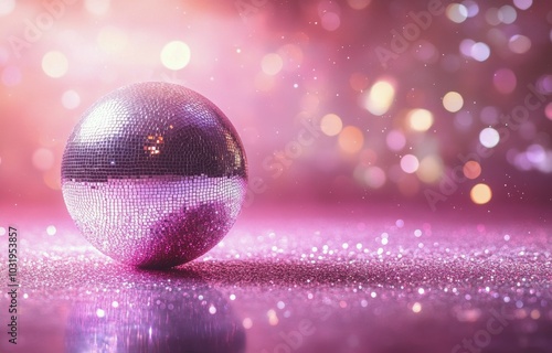 A shimmering disco ball reflecting colorful lights at a vibrant dance party i...