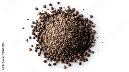 Ground black pepper isolated on a white background. 