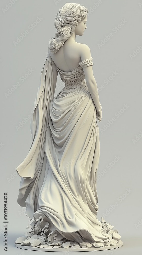 Elegant marble sculpture of a woman draped in flowing garments, showcasing grace and artistry Elegant marble sculpture of a woman draped in flowing garments, showcasing grace and artistry
