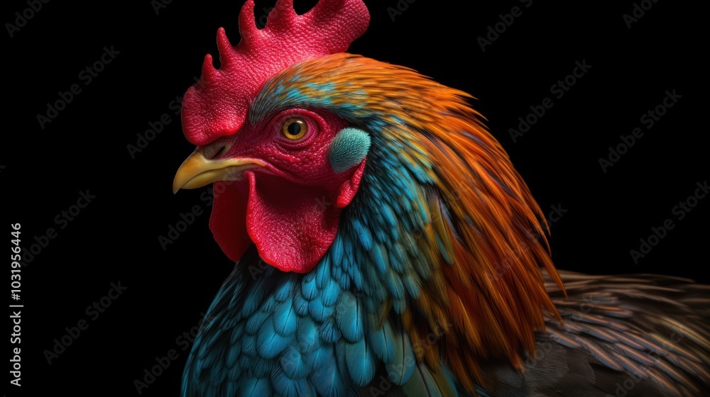 Fototapeta premium Vibrant Rooster Portrait