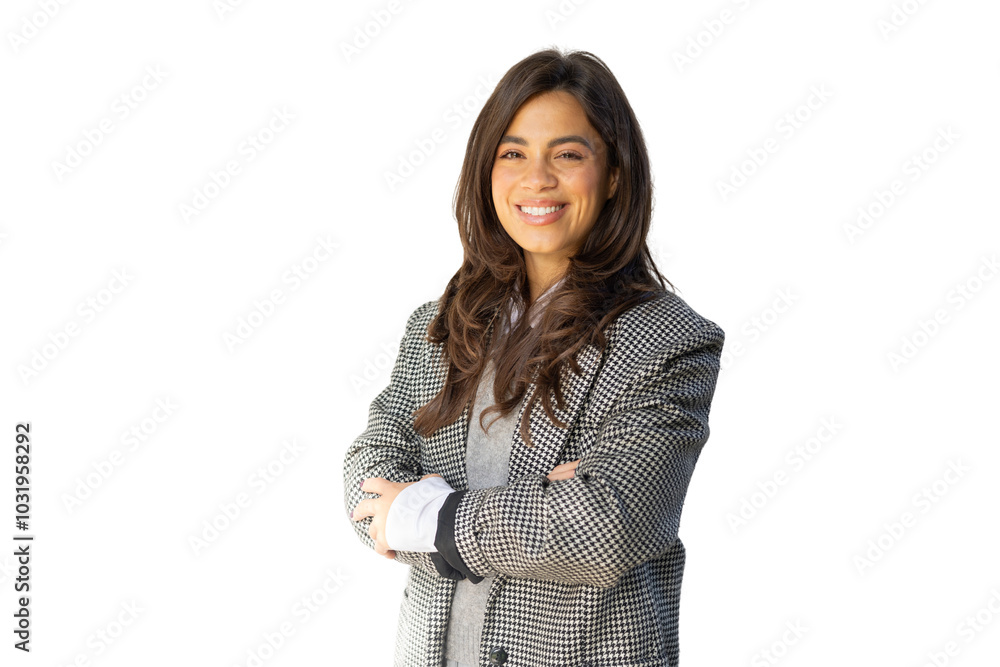 Ambitious Latina executive standing confidently Ambitious Latina executive standing confidently
