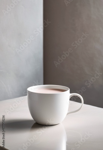 artistic minimalist capture single empty coffee cup simplistic background modern aesthetic appeal, angles, arrangement, backdrop, balance, beverage, chic