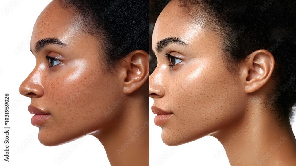 Infographic explaining melasma treatment steps, paired with before-and-after images of facial pigmentation improvement, clean layout, High-Resolution, Soft Colors Infographic explaining melasma treatment steps, paired with before-and-after images of facial pigmentation improvement, clean layout, High-Resolution, Soft Colors