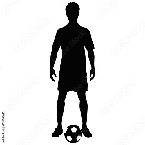 Silhouette of Football Player on White Background. Vector Illustration.